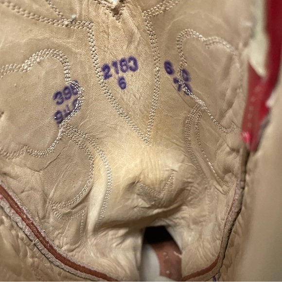 Polo Ralph Lauren Selene Western Cowboy Boot Red Leather with Green Inlay Size 6 - Picture 3 of 8